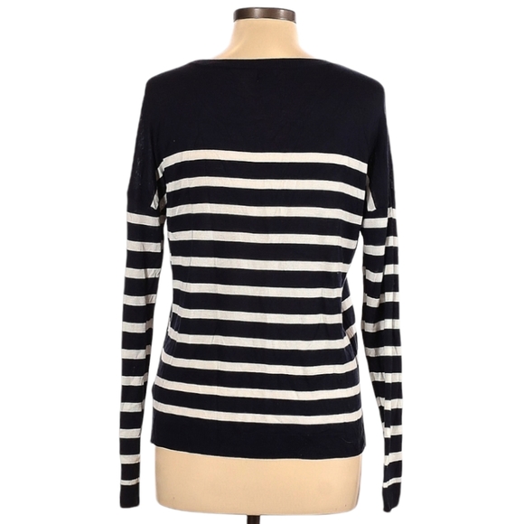 Lightweight Black and White Striped Sweater, Size Large - Picture 2 of 2